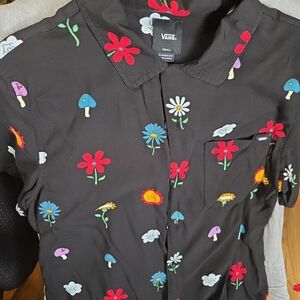 Vans Black Floral Button-Up Shirt